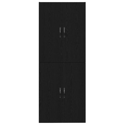 Wall Mounted Cabinets 2 pcs Engineered Wood Leaf Black Black oak