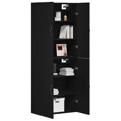 Wall Mounted Cabinets 2 pcs Engineered Wood Leaf Black Black oak