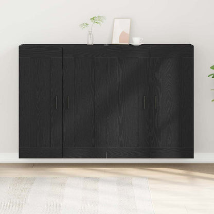 Wall Mounted Cabinets 2 pcs Engineered Wood Groove Black Black oak