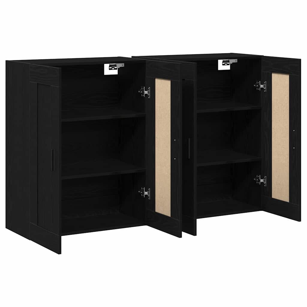Wall Mounted Cabinets 2 pcs Engineered Wood Groove Black Black oak