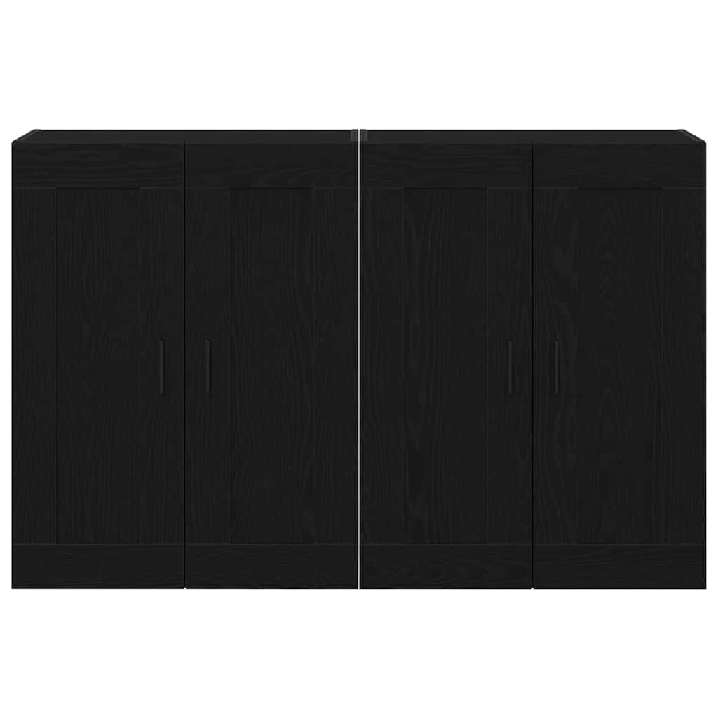 Wall Mounted Cabinets 2 pcs Engineered Wood Groove Black Black oak
