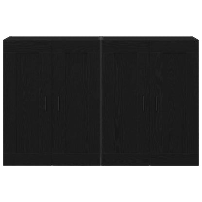 Wall Mounted Cabinets 2 pcs Engineered Wood Groove Black Black oak