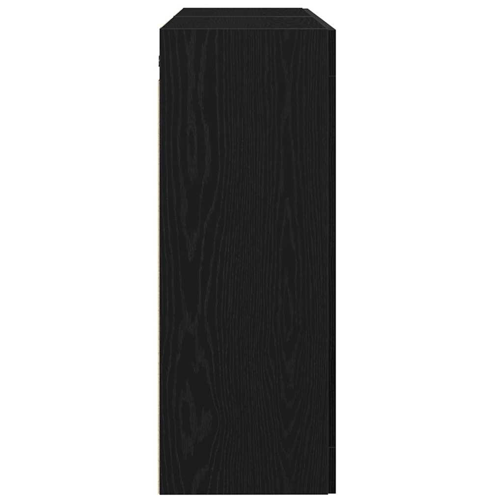 Wall Mounted Cabinets 2 pcs Engineered Wood Groove Black Black oak