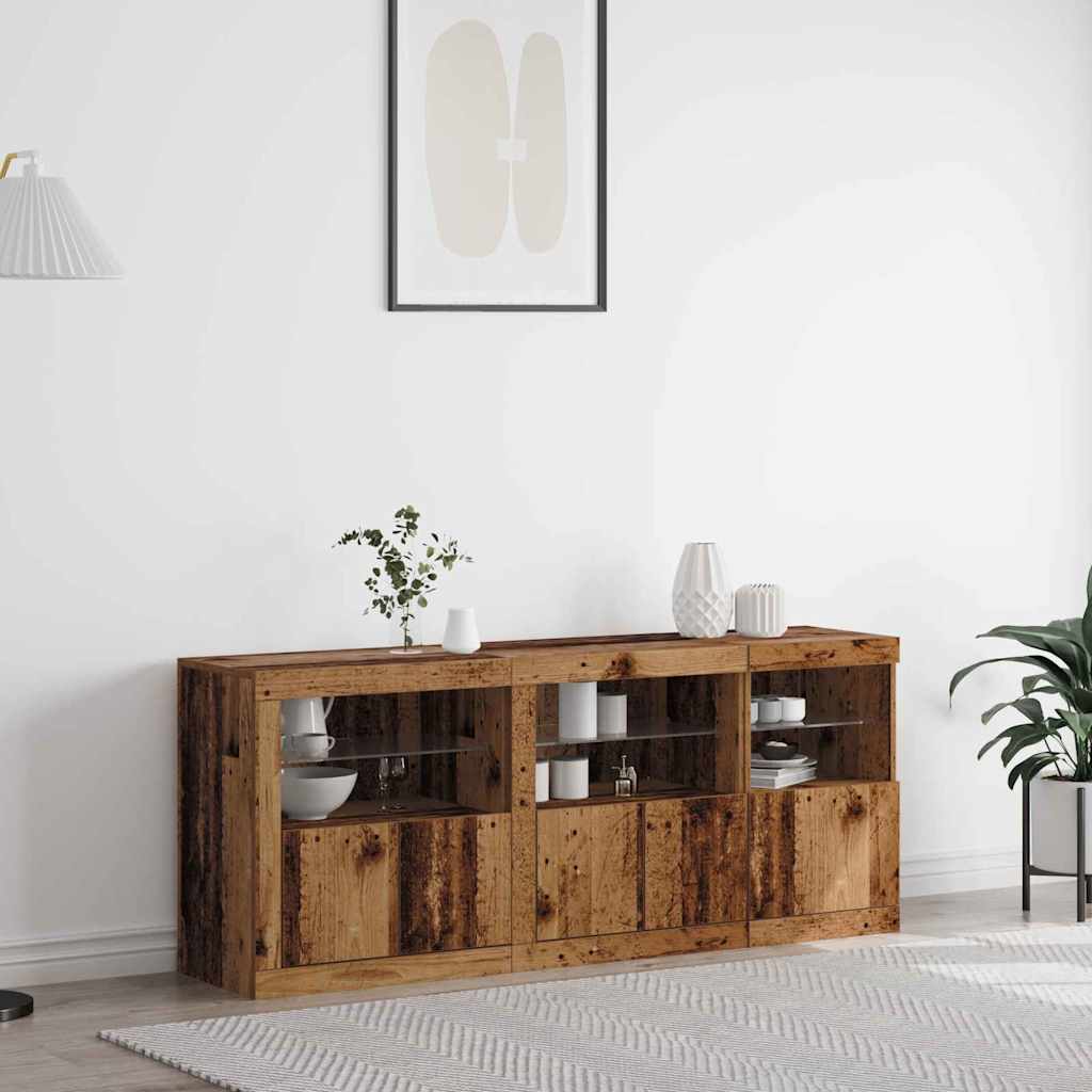 Sideboard with LED Lights 162x37x67 cm Old wood