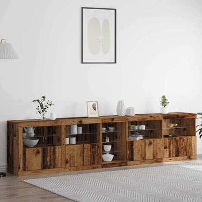 Sideboard with LED Lights 283x37x67 cm Old wood