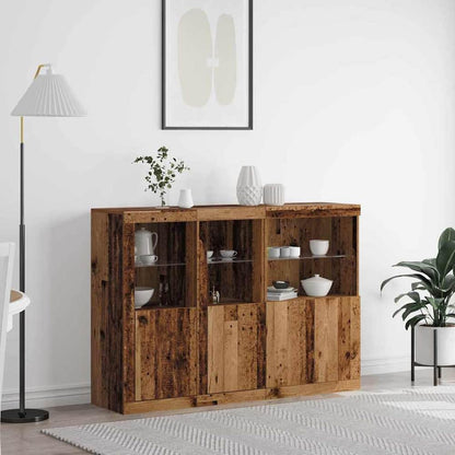 Sideboards with LED Lights 3 pcs Engineered Wood Old wood