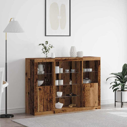 Sideboards with LED Lights 3 pcs Engineered Wood Old wood