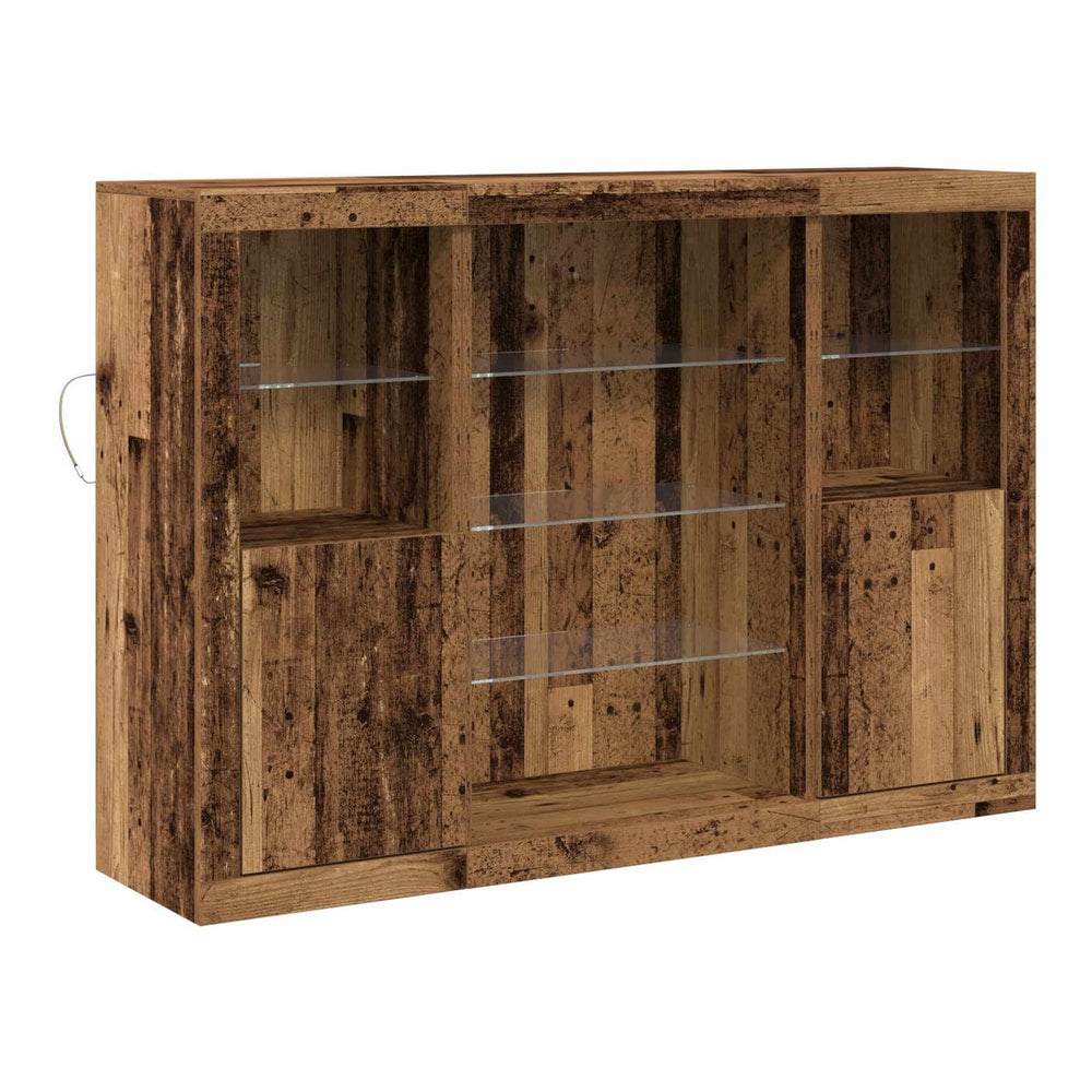 Sideboards with LED Lights 3 pcs Engineered Wood Old wood