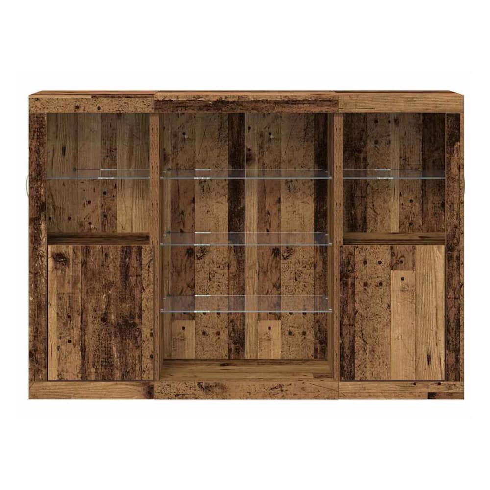 Sideboards with LED Lights 3 pcs Engineered Wood Old wood
