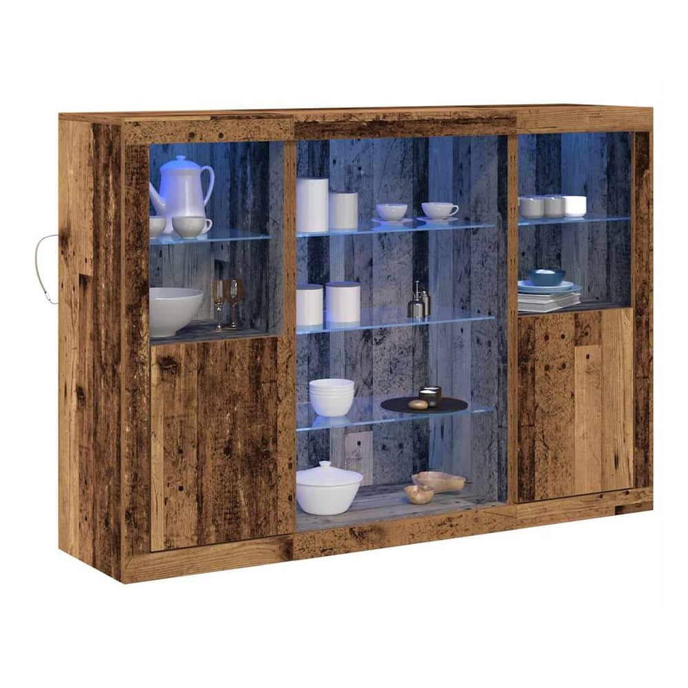 Sideboards with LED Lights 3 pcs Engineered Wood Old wood