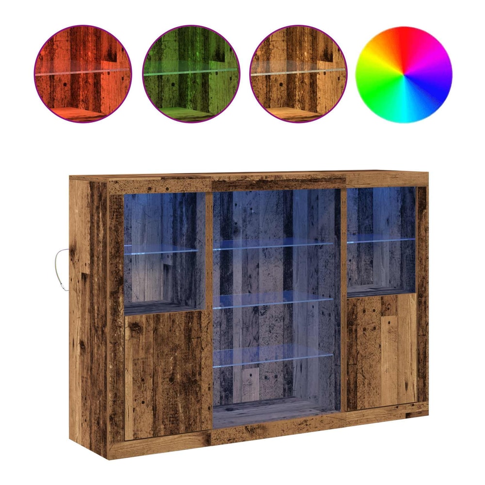 Sideboards with LED Lights 3 pcs Engineered Wood Old wood