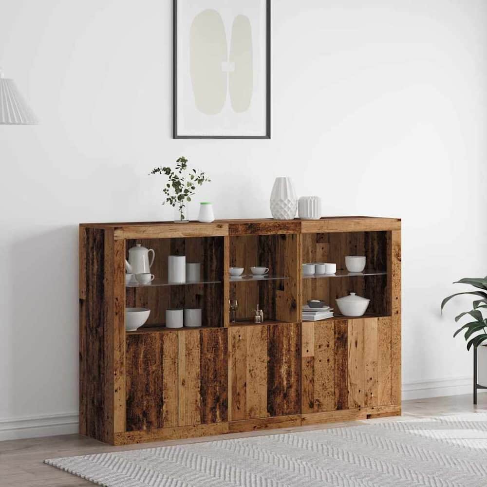 Sideboard with LED Lights 162x37x100 cm Old wood