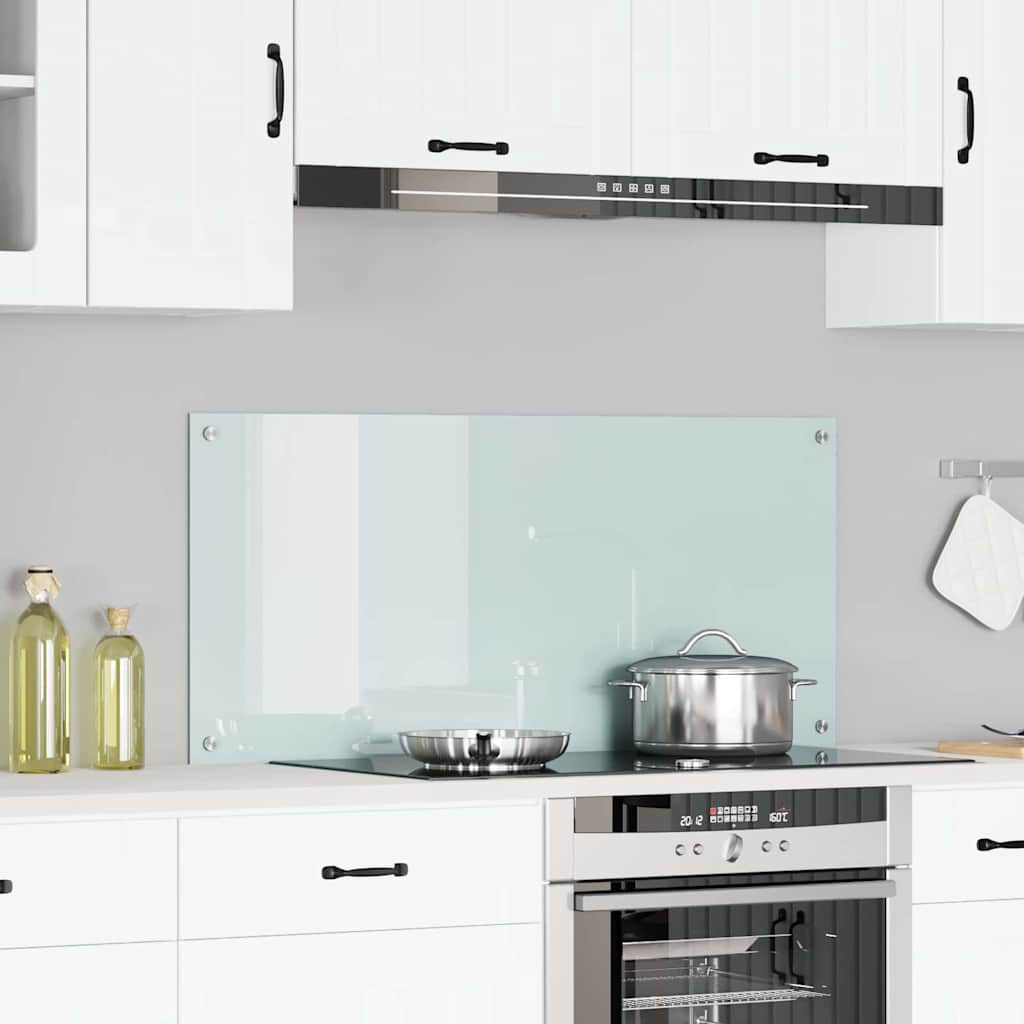 vidaXL Kitchen Backsplash White 110 x 50 cm Tempered Glass 1