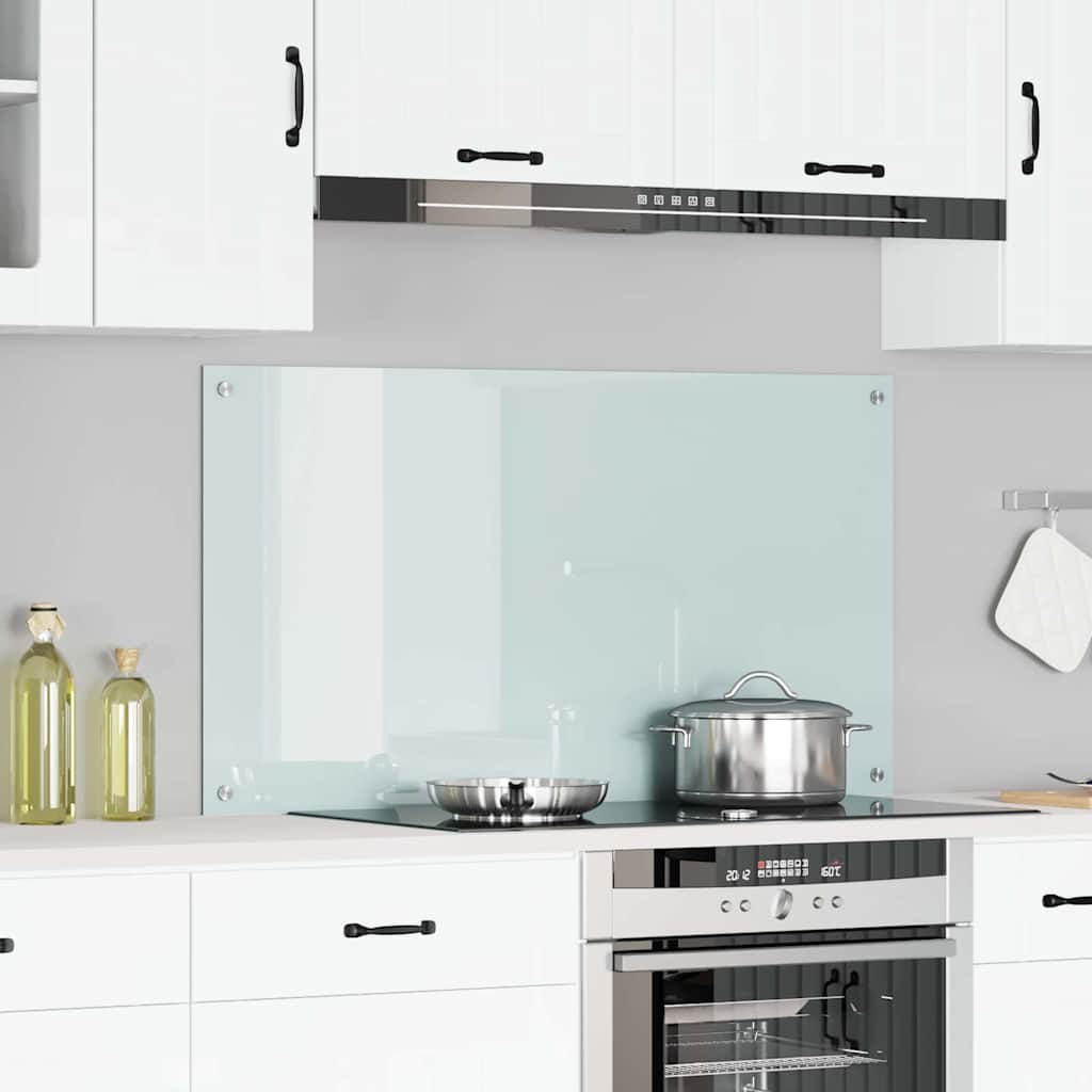 vidaXL Kitchen Backsplash White 110 x 60 cm Tempered Glass 1