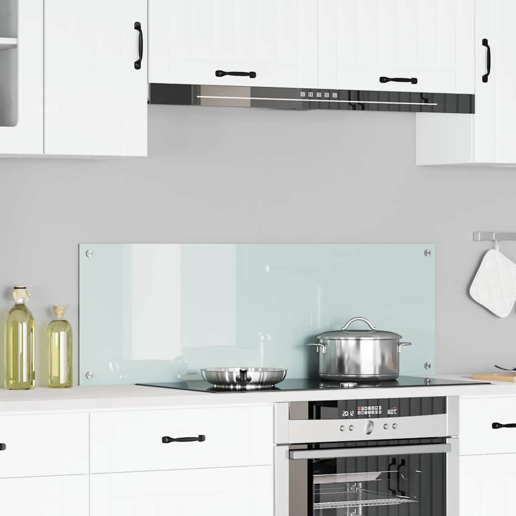 vidaXL Kitchen Backsplash White 120 x 40 cm Tempered Glass 1