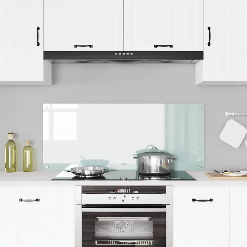 vidaXL Kitchen Backsplash White 120 x 50 cm Tempered Glass 3