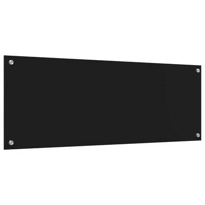 vidaXL Kitchen Backsplash Black 110 x 40 cm Tempered Glass 4