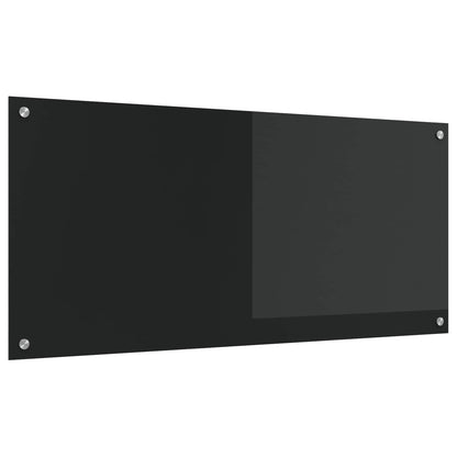 vidaXL Kitchen Backsplash Black 110 x 50 cm Tempered Glass 1