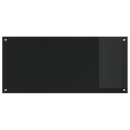 vidaXL Kitchen Backsplash Black 110 x 50 cm Tempered Glass 2