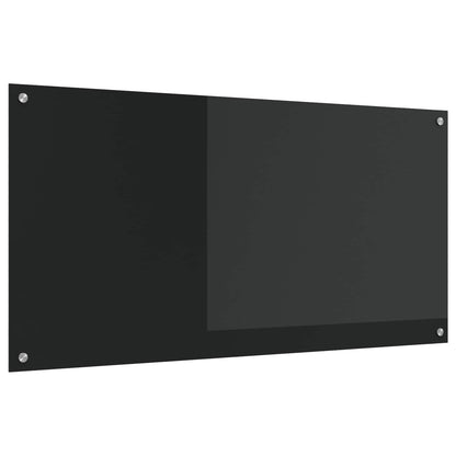 vidaXL Kitchen Backsplash Black 120 x 60 cm Tempered Glass 1