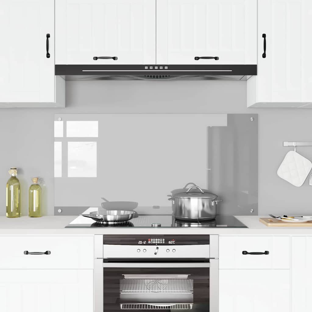 vidaXL Kitchen Backsplash Light Grey 120 x 60 cm Tempered Glass 3