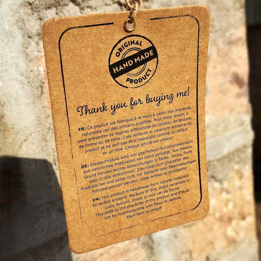 Tag attached to the rug with product information