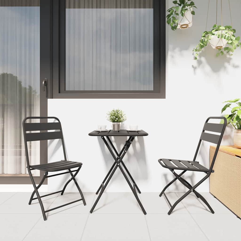 Garden Folding Chair 2 pcs Anthracite Powder-Coated Steel