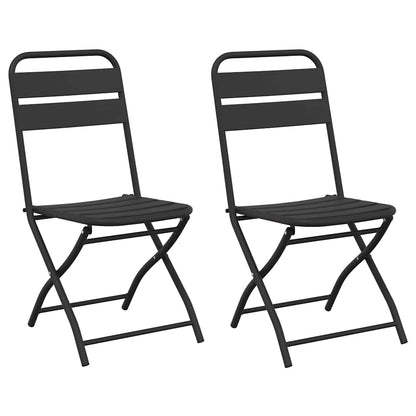 Garden Folding Chair 2 pcs Anthracite Powder-Coated Steel