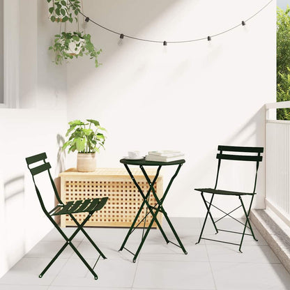vidaXL Garden Folding Chair 2 pcs Green Metal 1