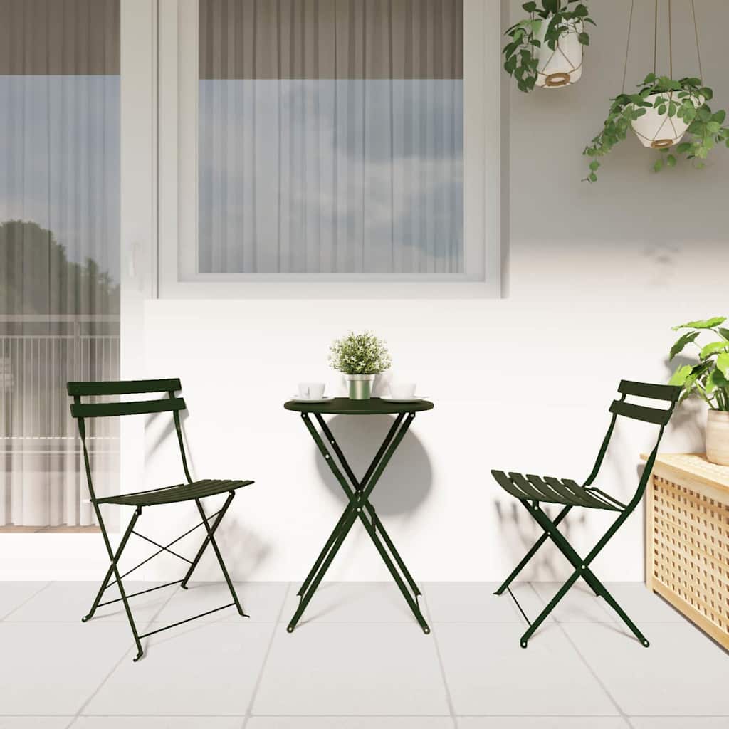 vidaXL Garden Folding Chair 2 pcs Green Metal 3