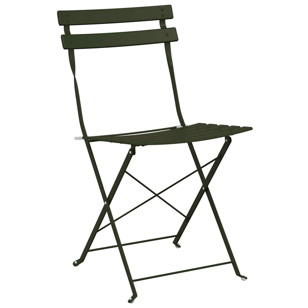 vidaXL Garden Folding Chair 2 pcs Green Metal 4