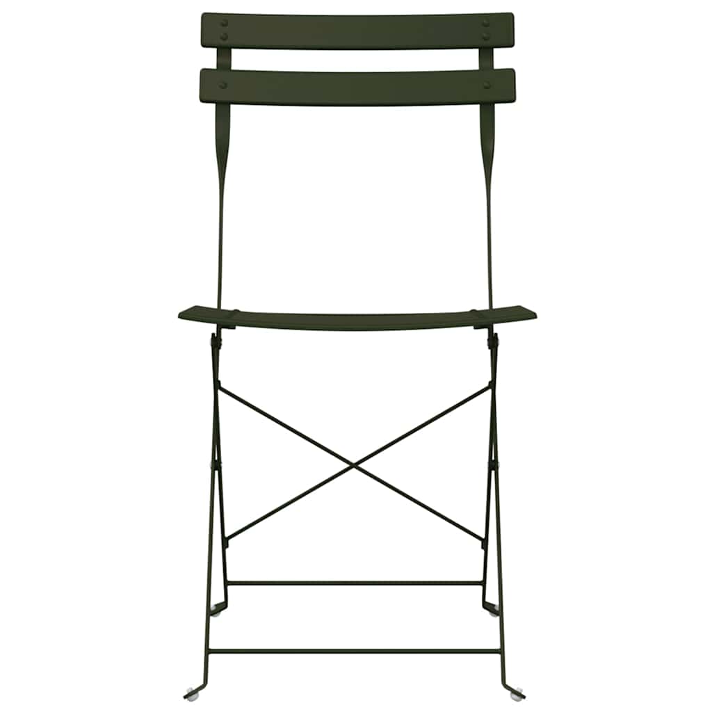 vidaXL Garden Folding Chair 2 pcs Green Metal 5