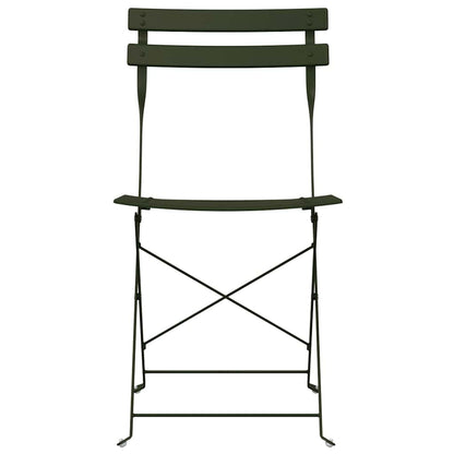vidaXL Garden Folding Chair 2 pcs Green Metal 5