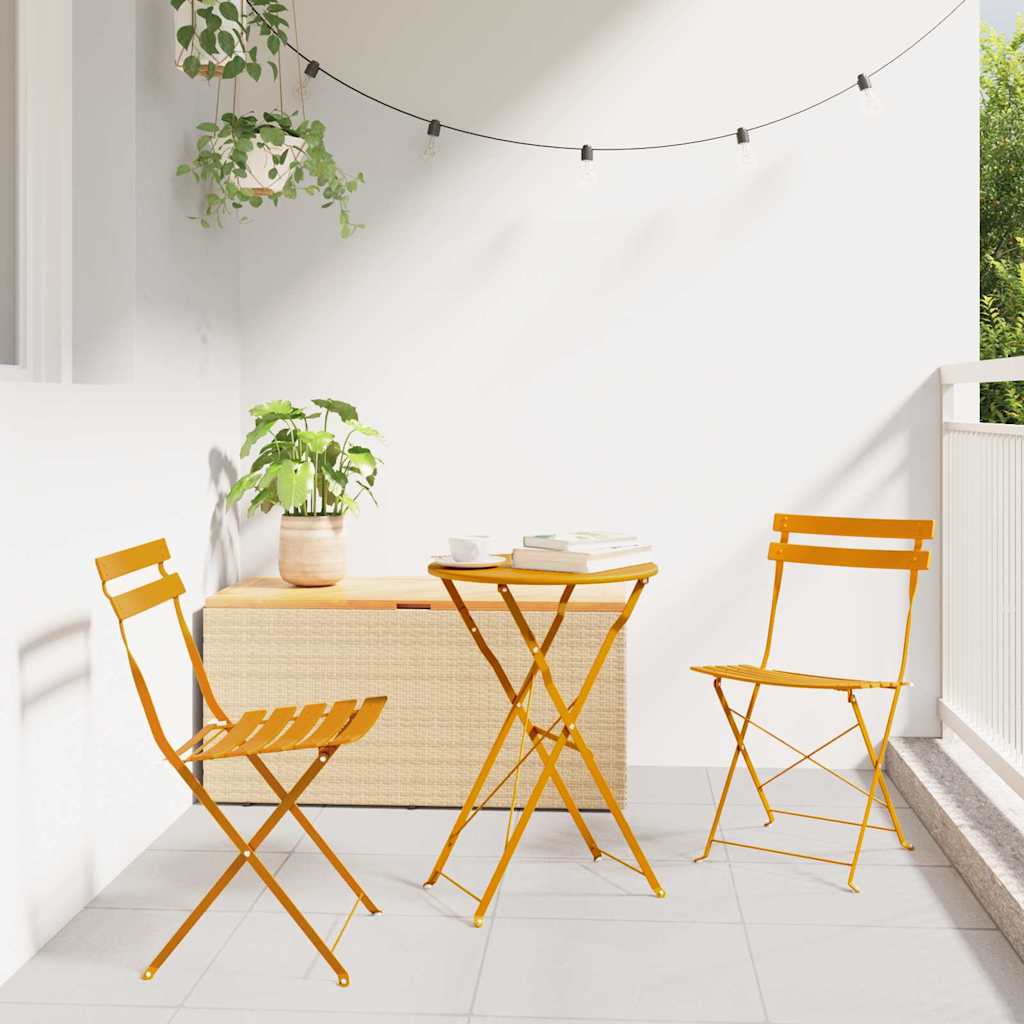 vidaXL Garden Folding Chair 2 pcs Mustard Metal 1