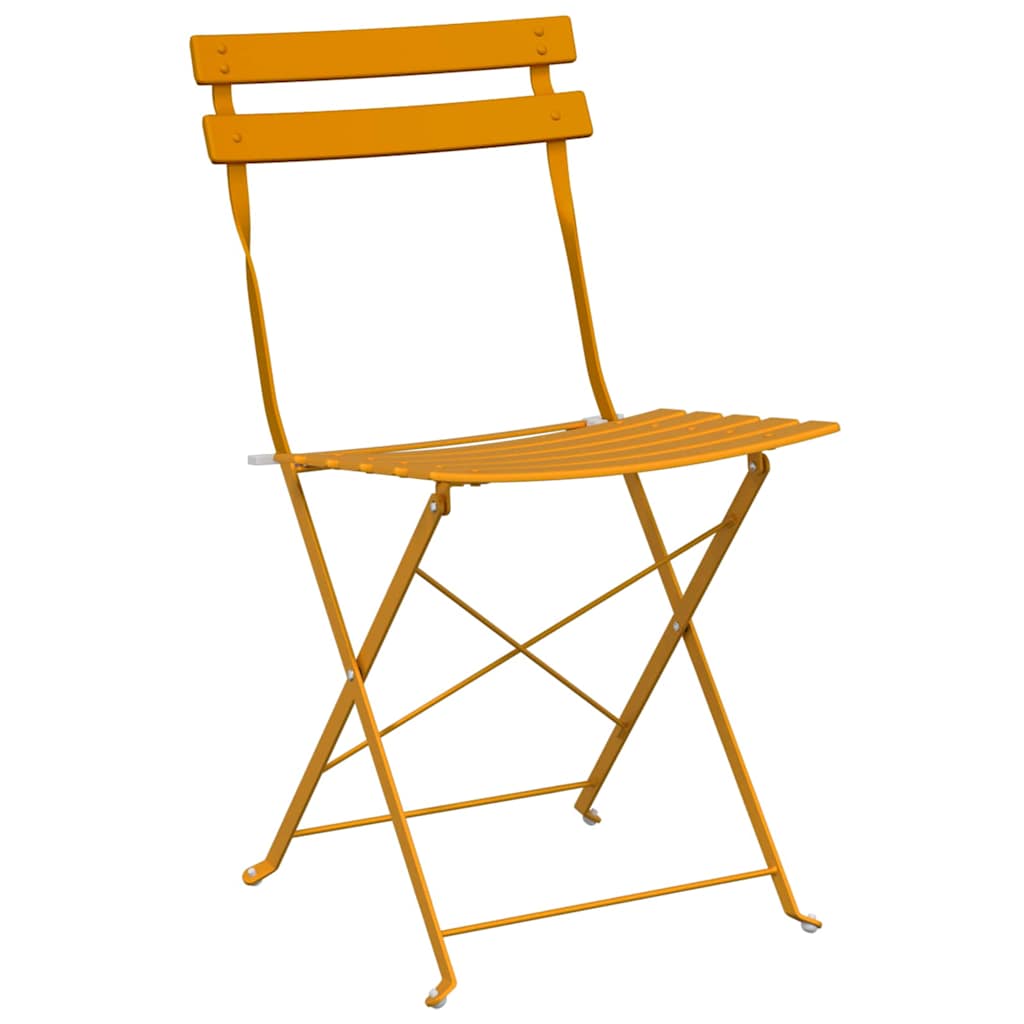 vidaXL Garden Folding Chair 2 pcs Mustard Metal 4