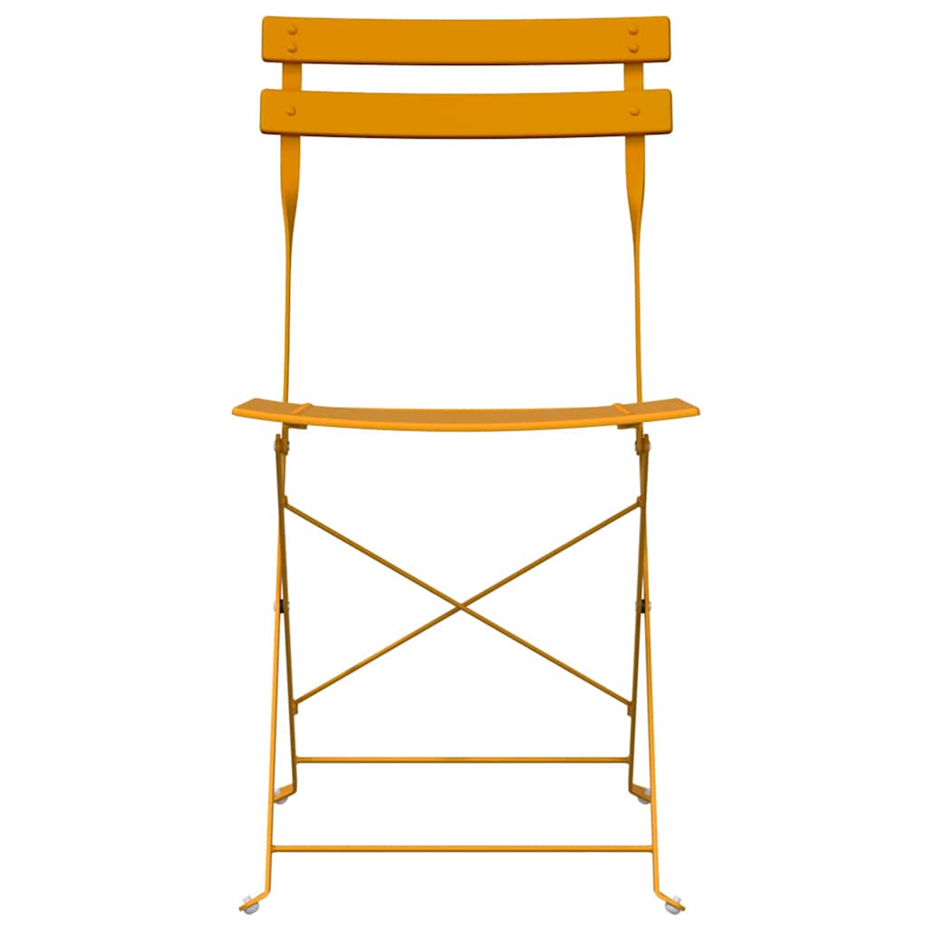 vidaXL Garden Folding Chair 2 pcs Mustard Metal 5