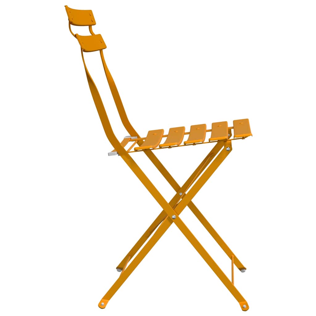 vidaXL Garden Folding Chair 2 pcs Mustard Metal 6