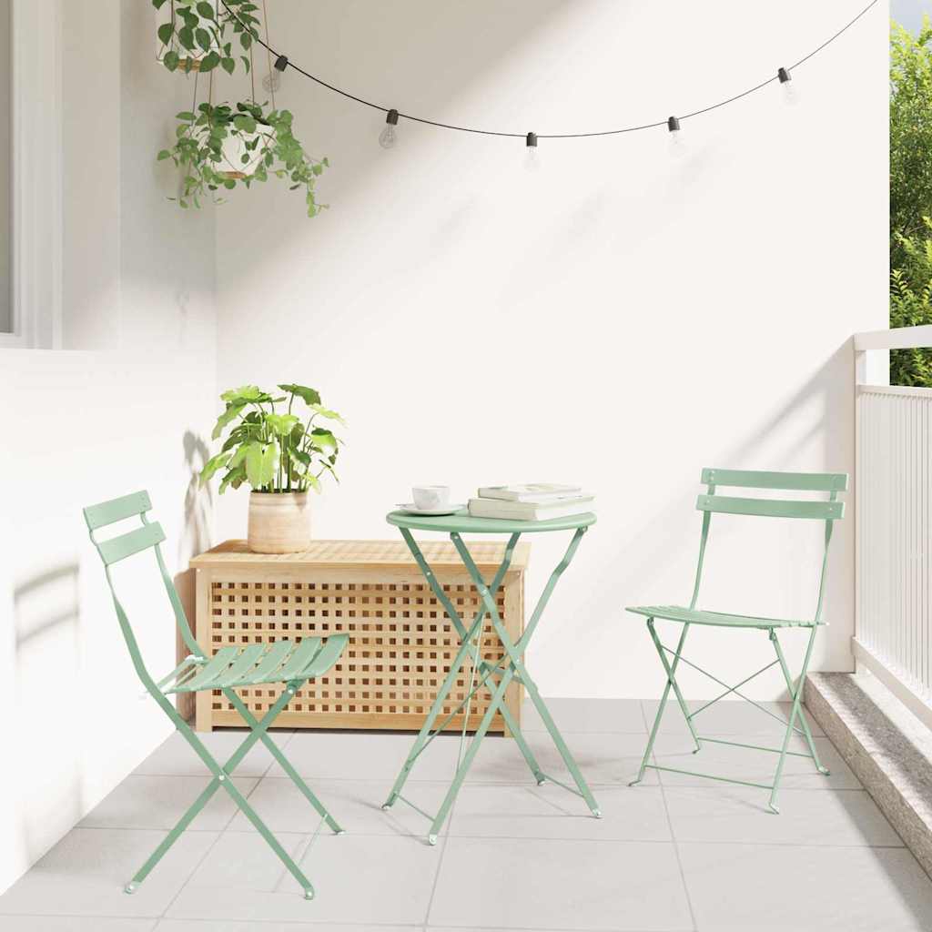 vidaXL Garden Folding Chair 2 pcs Light Mint Metal 1