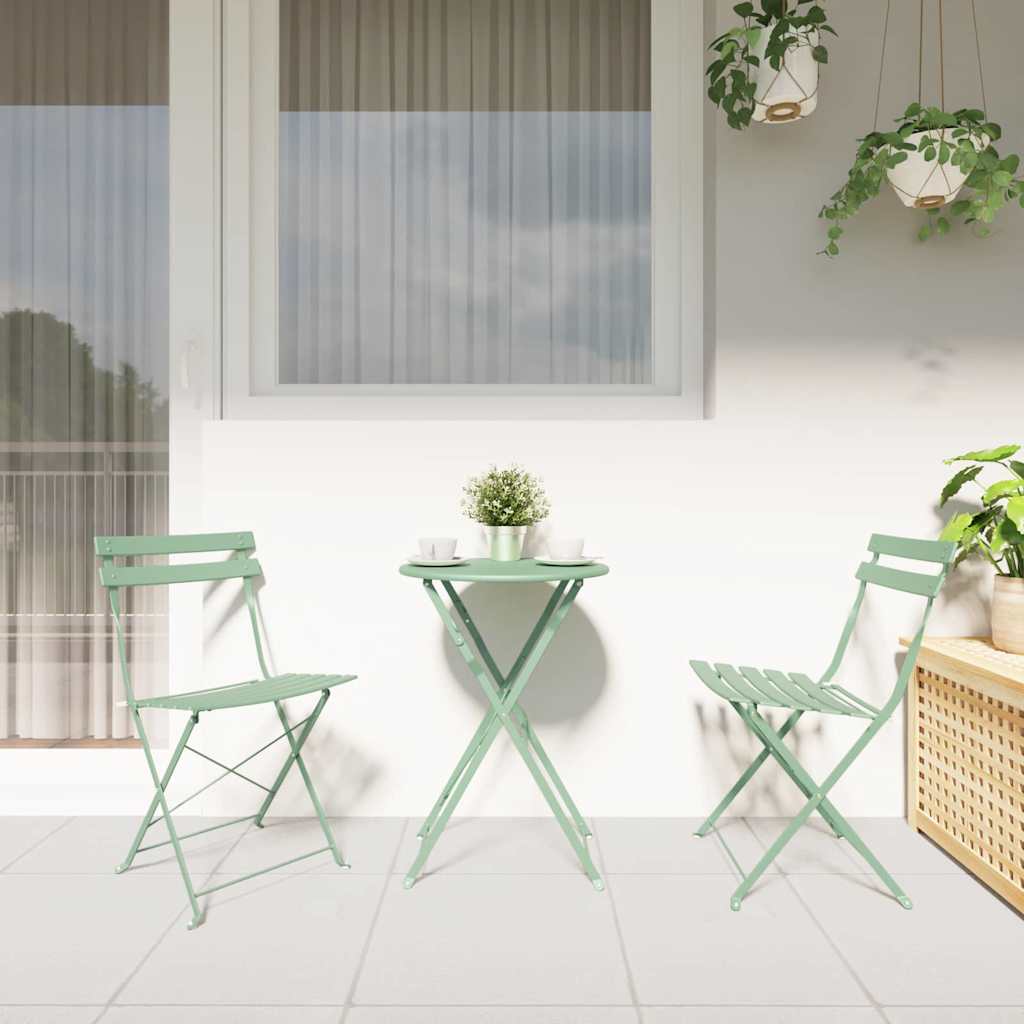 vidaXL Garden Folding Chair 2 pcs Light Mint Metal 3