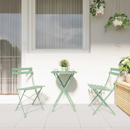 vidaXL Garden Folding Chair 2 pcs Light Mint Metal 3