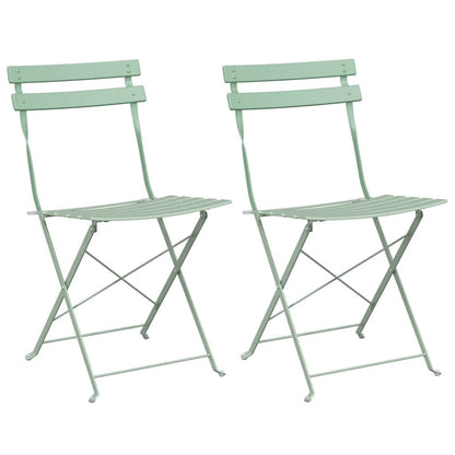 vidaXL Garden Folding Chair 2 pcs Light Mint Metal 2