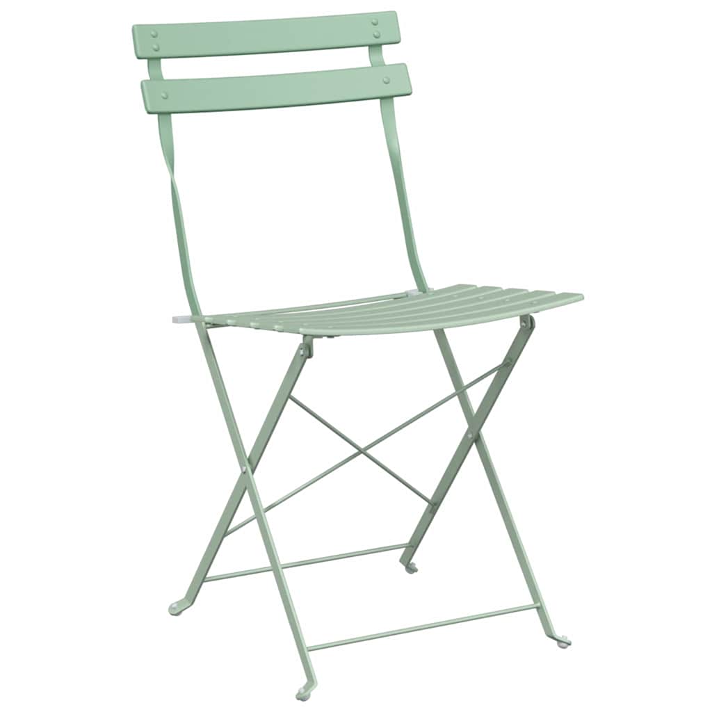 vidaXL Garden Folding Chair 2 pcs Light Mint Metal 4