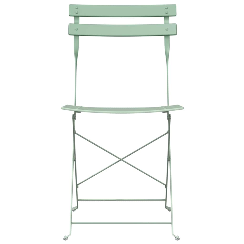 vidaXL Garden Folding Chair 2 pcs Light Mint Metal 5