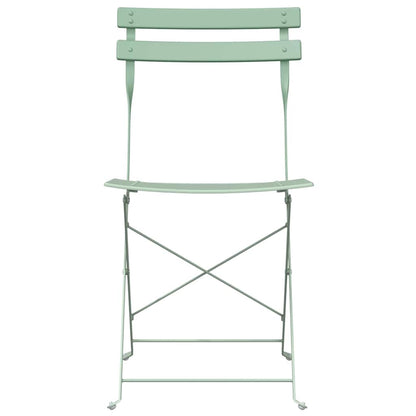vidaXL Garden Folding Chair 2 pcs Light Mint Metal 5