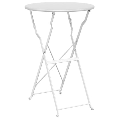 vidaXL Bistro Table Folding White Ø 50 x 71 cm Powder-coated Steel 2