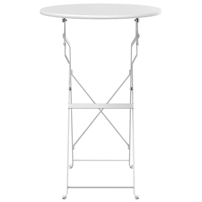 vidaXL Bistro Table Folding White Ø 50 x 71 cm Powder-coated Steel 4
