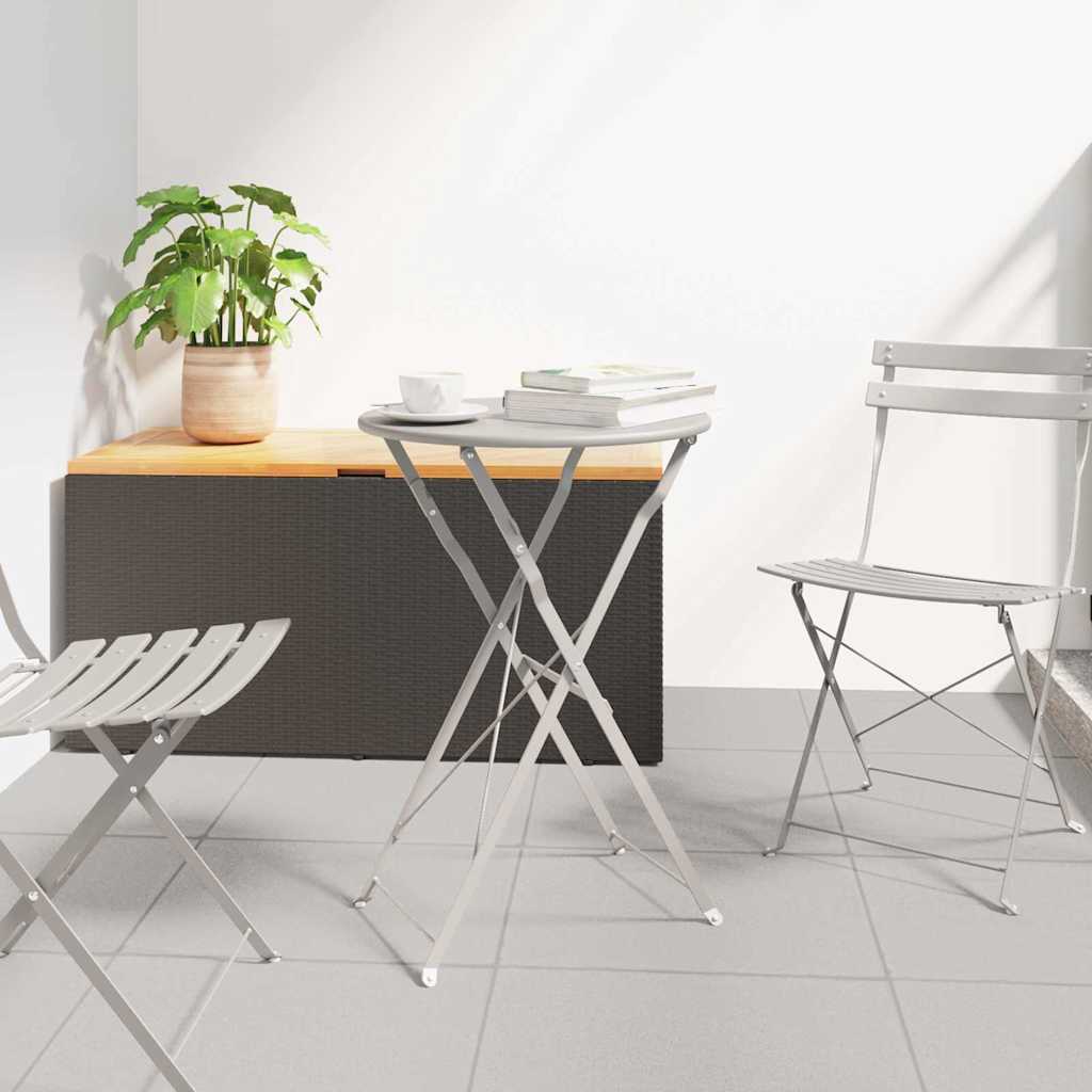 vidaXL Bistro Table Folding Beige Ø 50 x 71 cm Powder-coated Steel 1