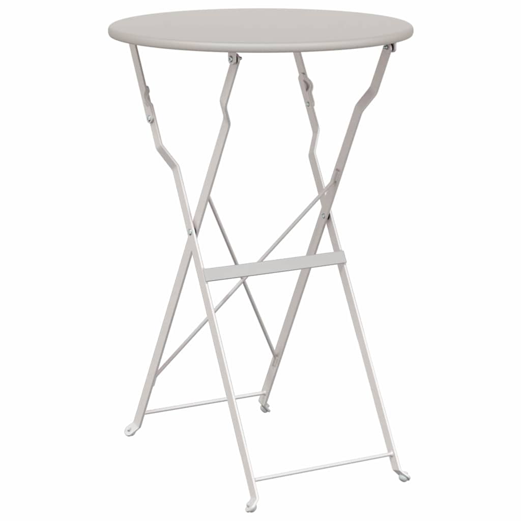 vidaXL Bistro Table Folding Beige Ø 50 x 71 cm Powder-coated Steel 2