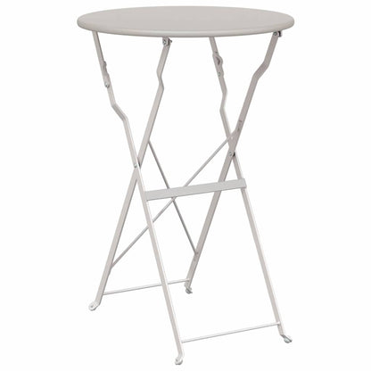 vidaXL Bistro Table Folding Beige Ø 50 x 71 cm Powder-coated Steel 2