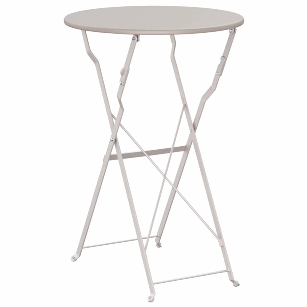 vidaXL Bistro Table Folding Beige Ø 50 x 71 cm Powder-coated Steel 6